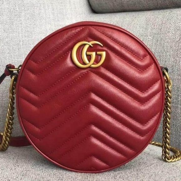 Gucci GG Mini Marmont Round Shoulder Bag in Red - Picture 1 of 3